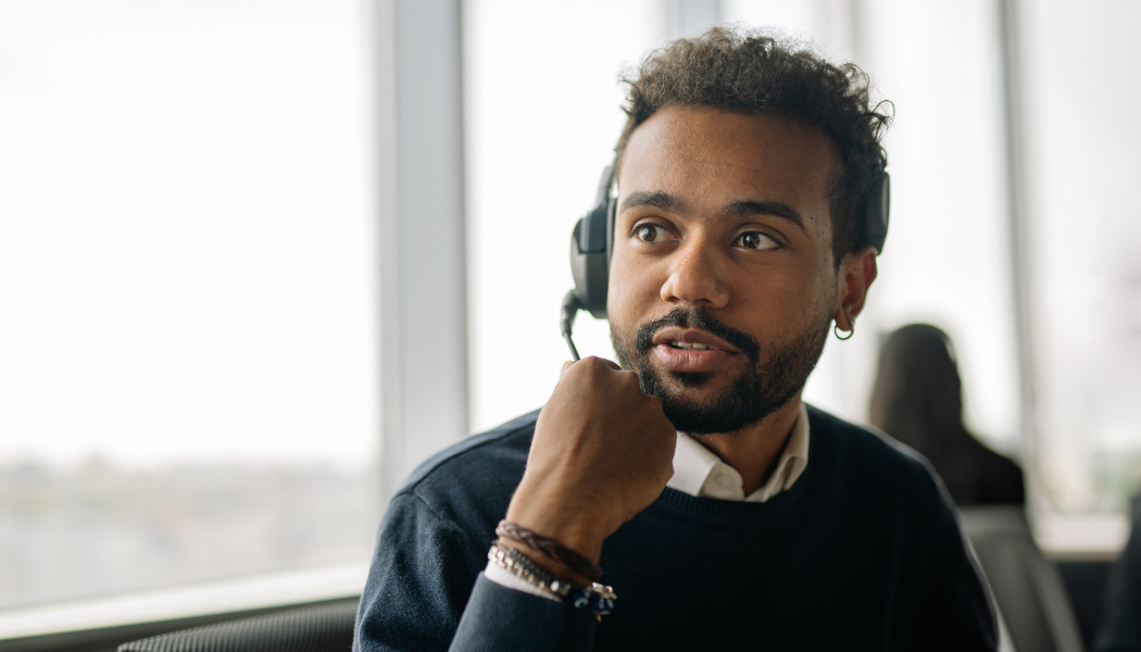 Man wearing a headset