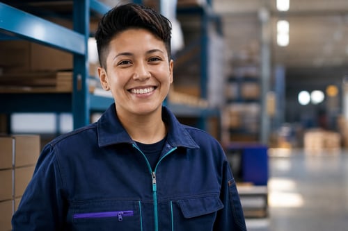 Happy Shop Floor Worker Engaged in Action Happy Shop Floor Worker Engaged in Action